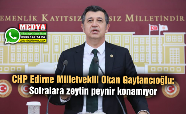 CHP Edirne Milletvekili Okan Gaytancıoğlu:  Sofralara zeytin peynir konamıyor