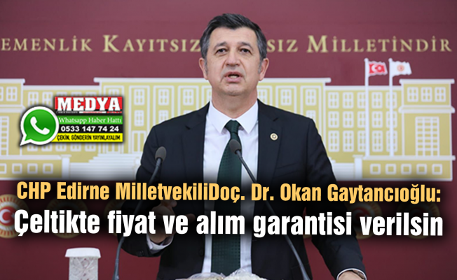 CHP Edirne Milletvekili Doç. Dr. Okan Gaytancıoğlu:  Çeltikte fiyat ve alım garantisi verilsin
