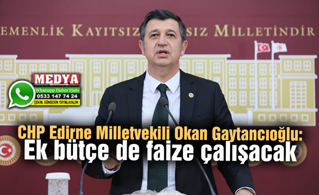 CHP Edirne Milletvekili Okan Gaytancıoğlu:  Ek bütçe de faize çalışacak