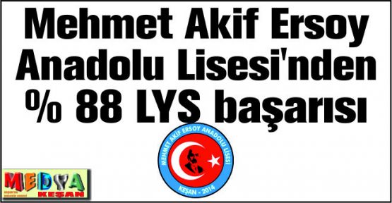 Mehmet Akif Ersoy Anadolu Lisesi’nden % 88 LYS başarısı