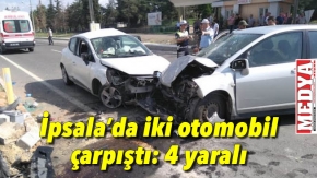 İpsala'da iki otomobil çarpıştı: 4 yaralı