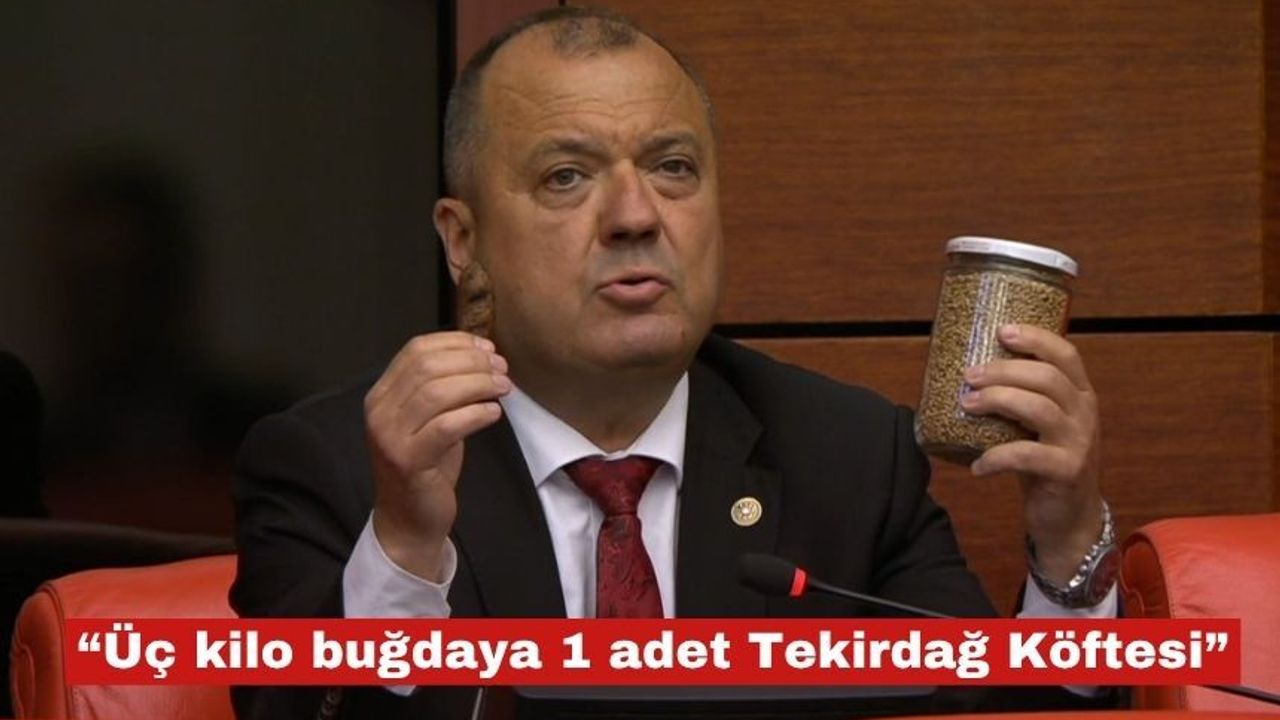 3 kilogram buğday 1 adet Tekirdağ köftesi alıyor