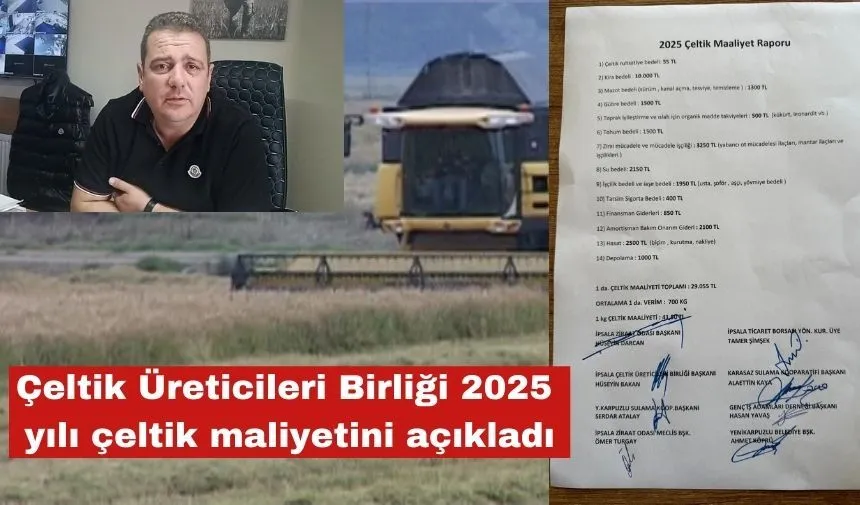 2025 yılı çeltik maliyeti Raporu açıklandı