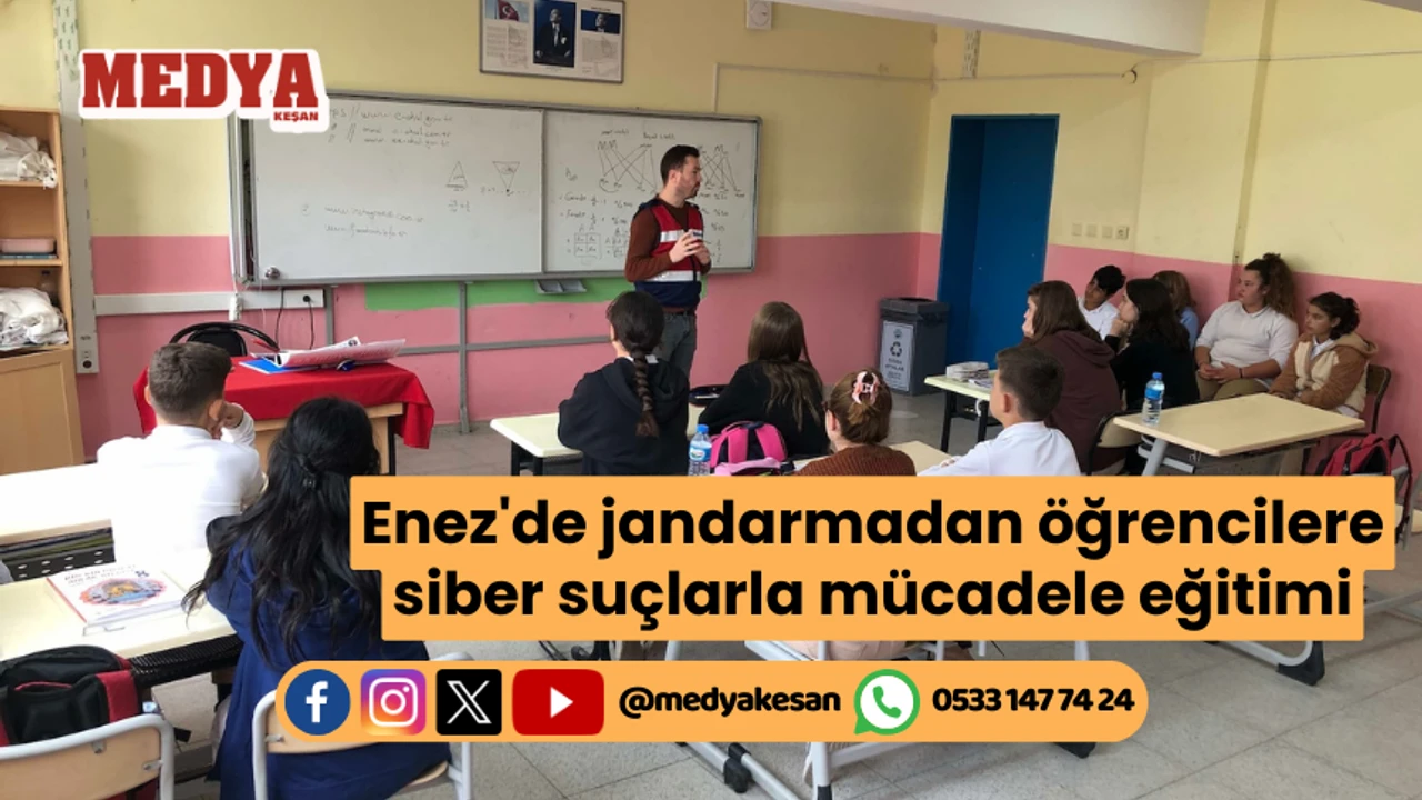 Enez'de jandarmadan öğrencilere siber suçlarla mücadele eğitimi
