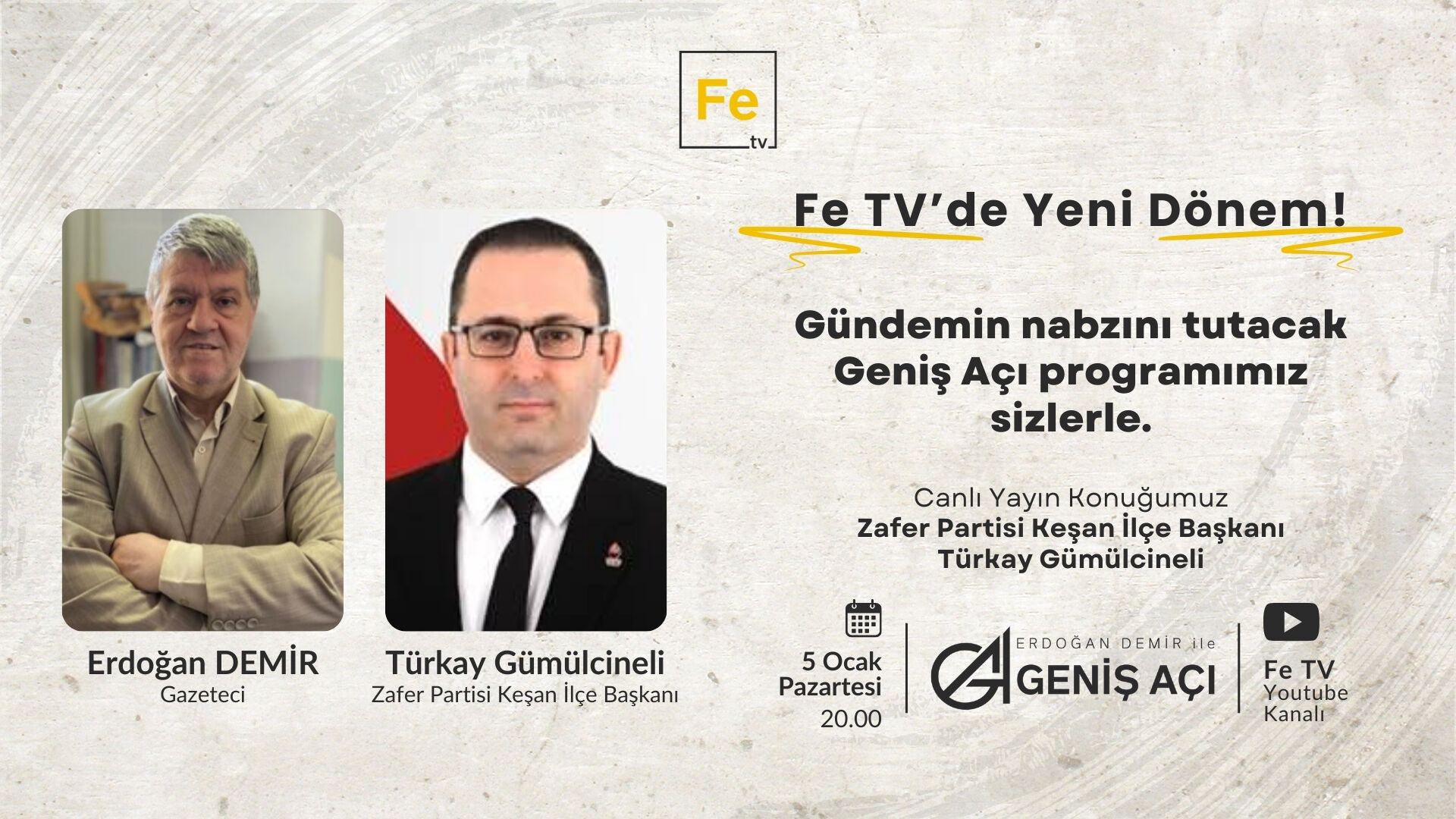 Fe TV'nin bu haftaki konuğu Türkay Gümülcineli olacak