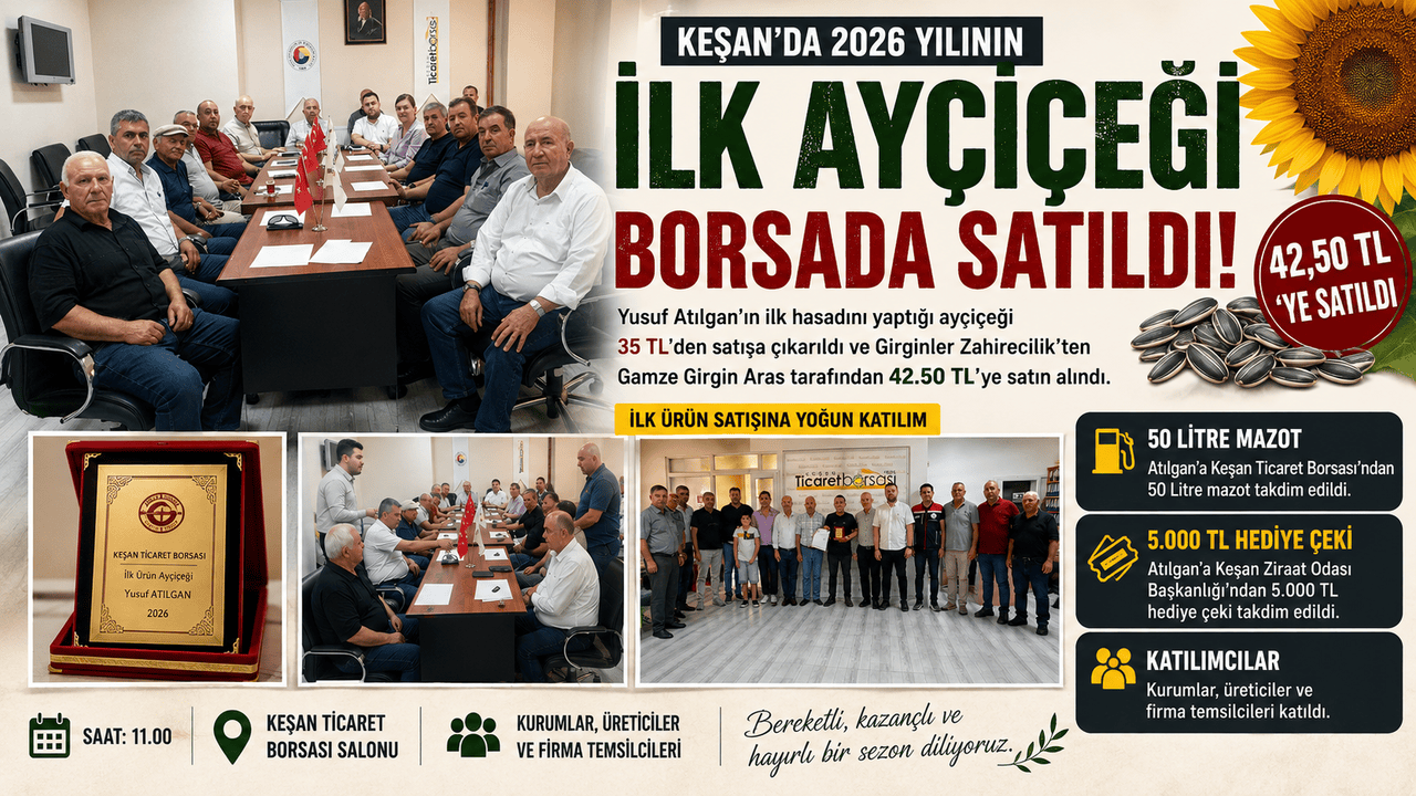 İlk ayçiçeği ürünü borsada satışa çıkarıldı