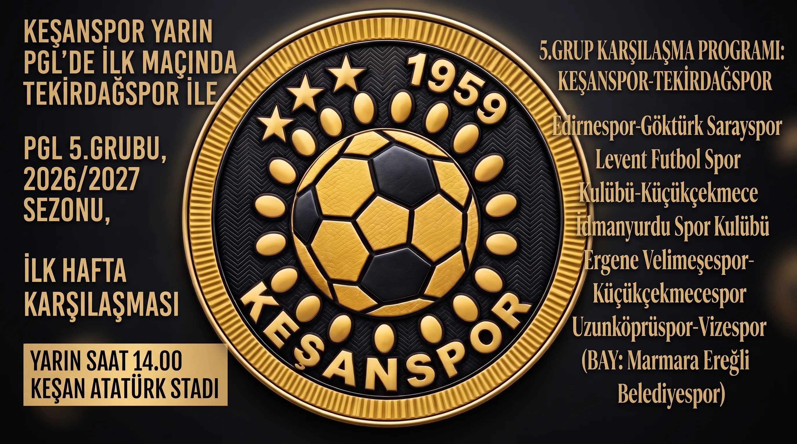 Keşanspor yarın PGL’de ilk maçında Tekirdağspor ile karşılaşacak